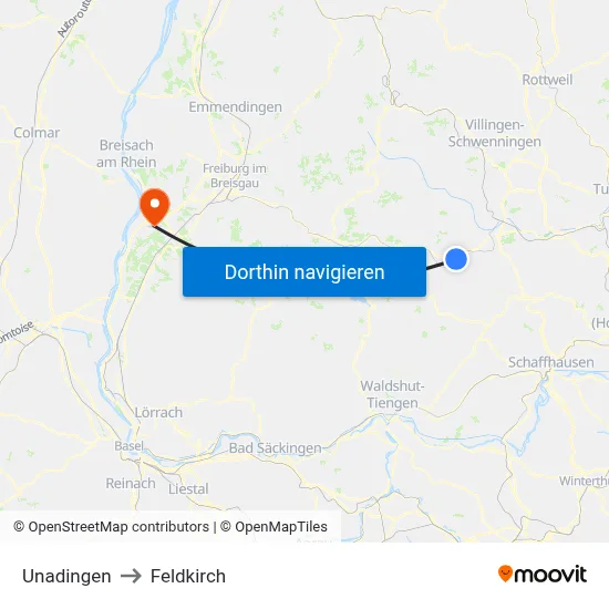 Unadingen to Feldkirch map