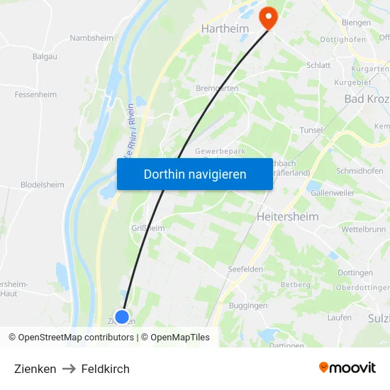 Zienken to Feldkirch map