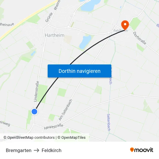 Bremgarten to Feldkirch map