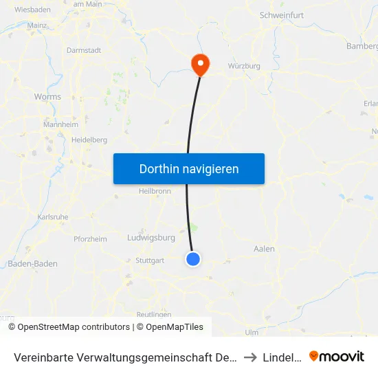 Vereinbarte Verwaltungsgemeinschaft Der Stadt Schorndorf to Lindelbach map