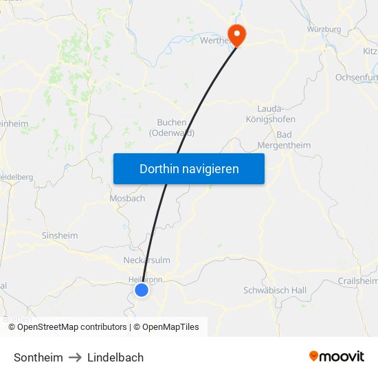 Sontheim to Lindelbach map