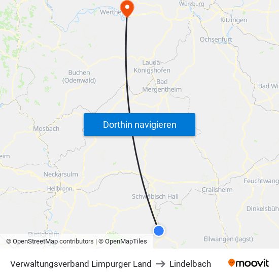 Verwaltungsverband Limpurger Land to Lindelbach map
