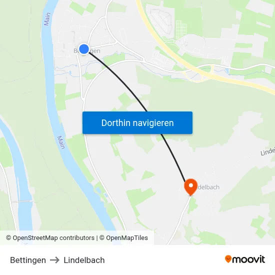 Bettingen to Lindelbach map