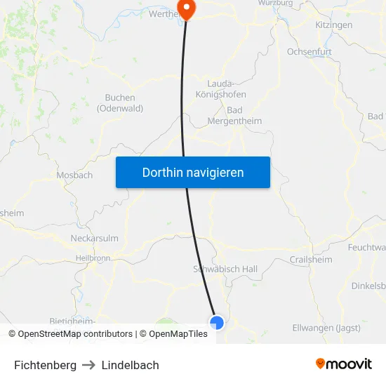 Fichtenberg to Lindelbach map