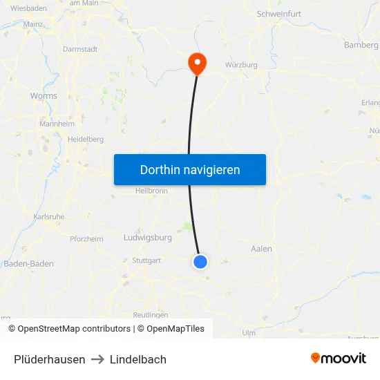 Plüderhausen to Lindelbach map