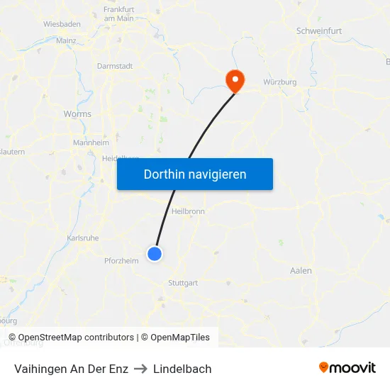 Vaihingen An Der Enz to Lindelbach map