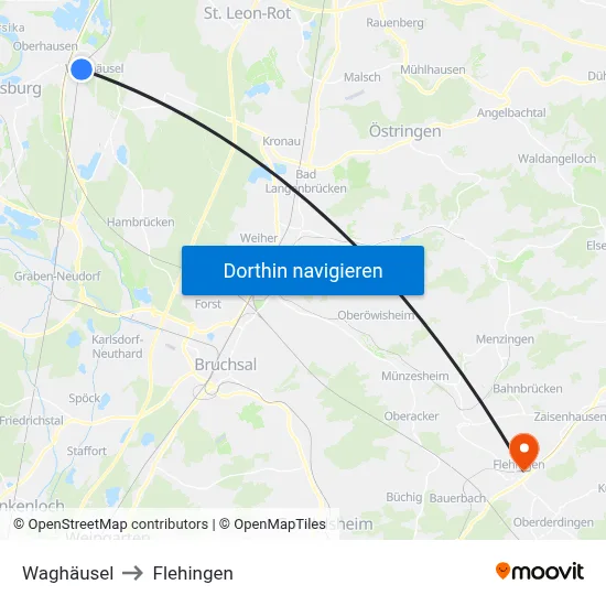 Waghäusel to Flehingen map