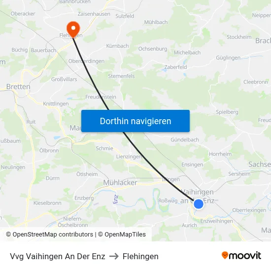 Vvg Vaihingen An Der Enz to Flehingen map