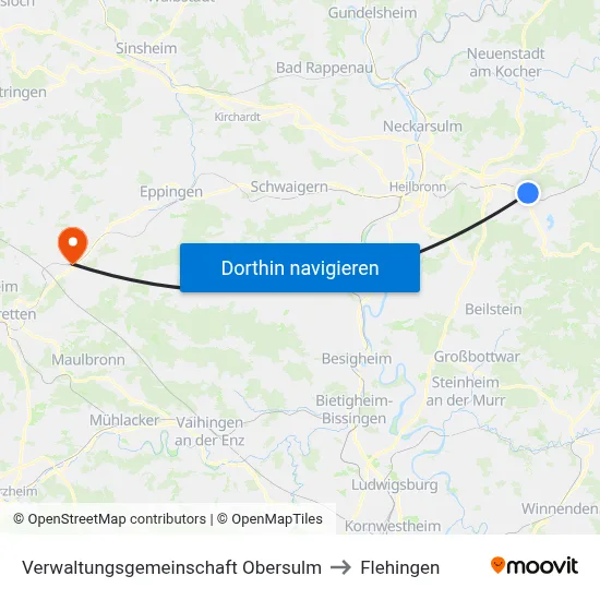 Verwaltungsgemeinschaft Obersulm to Flehingen map