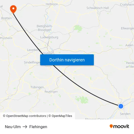 Neu-Ulm to Flehingen map