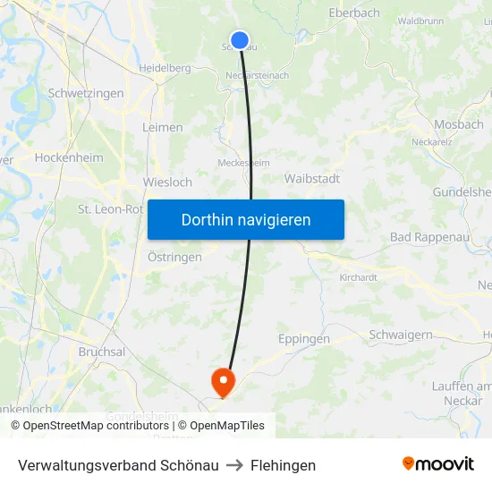 Verwaltungsverband Schönau to Flehingen map