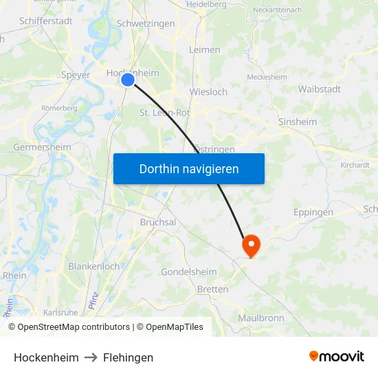 Hockenheim to Flehingen map