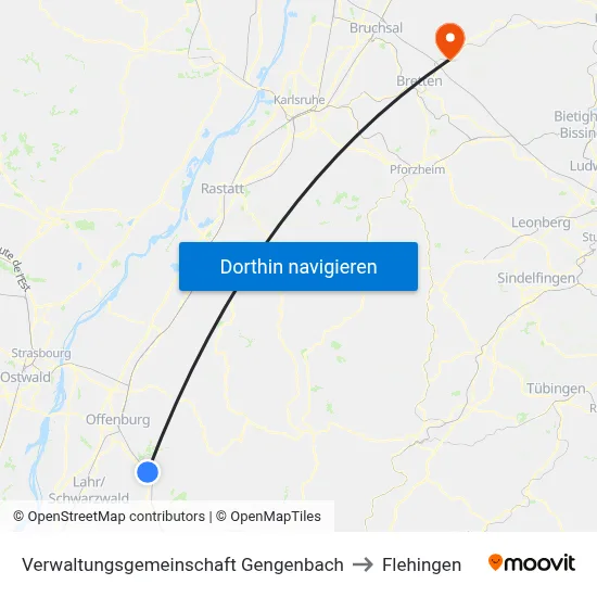 Verwaltungsgemeinschaft Gengenbach to Flehingen map