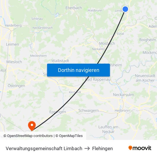 Verwaltungsgemeinschaft Limbach to Flehingen map