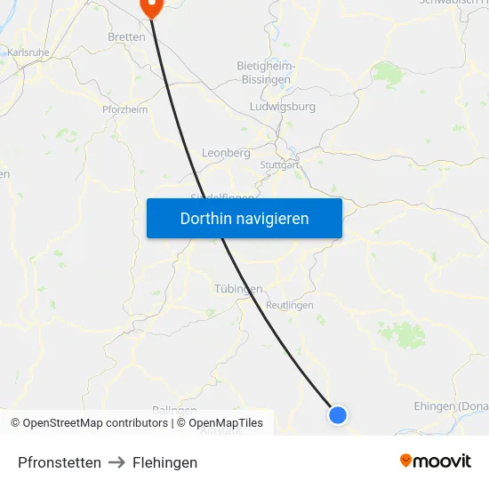 Pfronstetten to Flehingen map