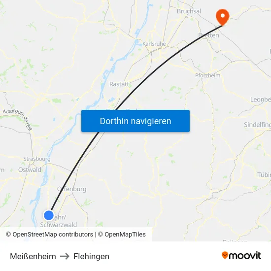 Meißenheim to Flehingen map