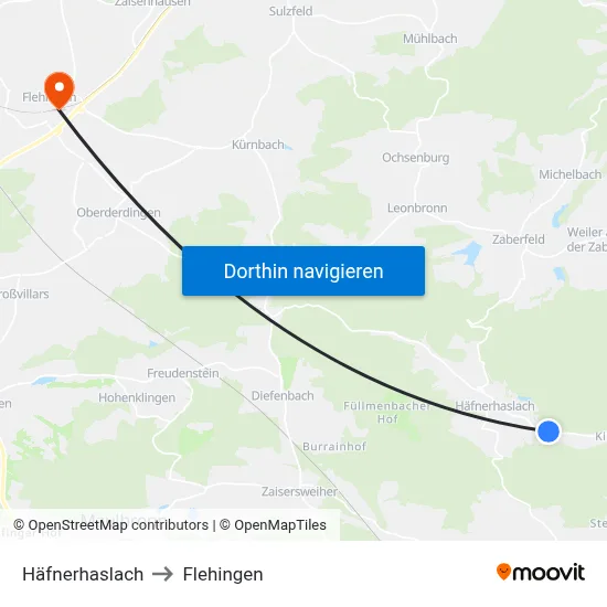 Häfnerhaslach to Flehingen map