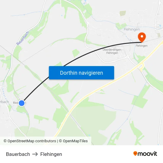 Bauerbach to Flehingen map