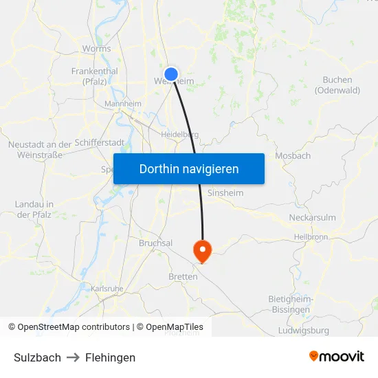Sulzbach to Flehingen map
