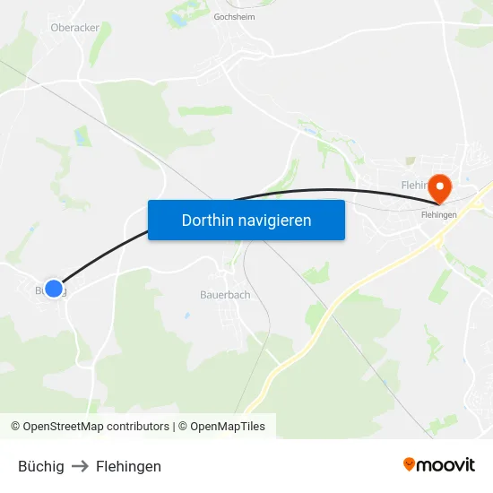 Büchig to Flehingen map