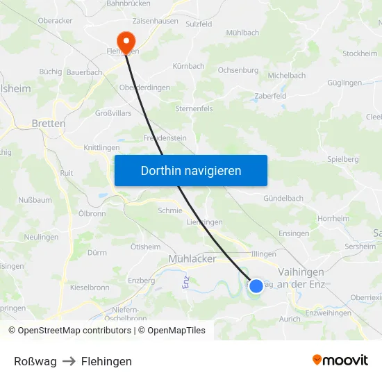 Roßwag to Flehingen map