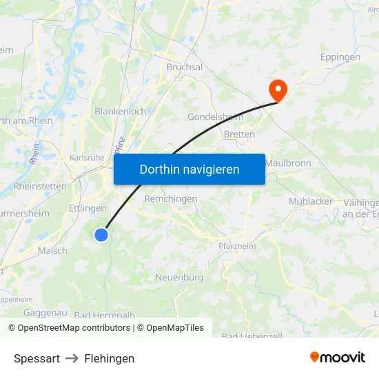 Spessart to Flehingen map