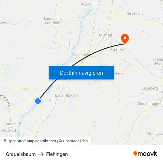 Grauelsbaum to Flehingen map