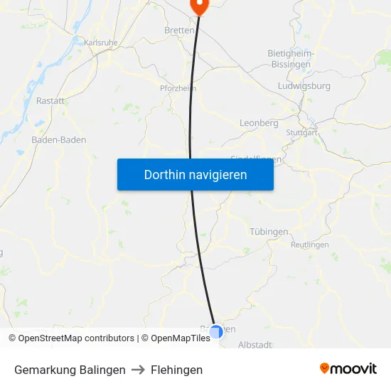 Gemarkung Balingen to Flehingen map