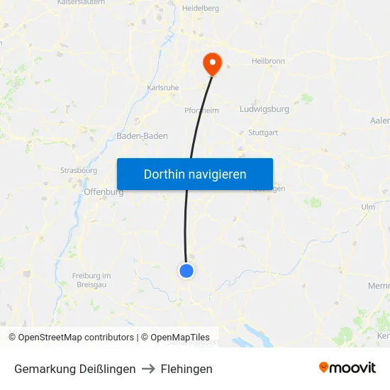 Gemarkung Deißlingen to Flehingen map