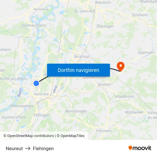 Neureut to Flehingen map