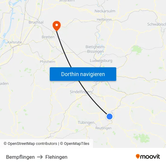 Bempflingen to Flehingen map