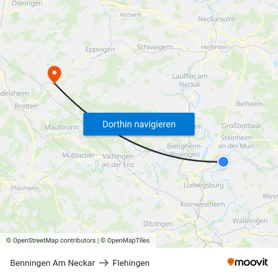 Benningen Am Neckar to Flehingen map