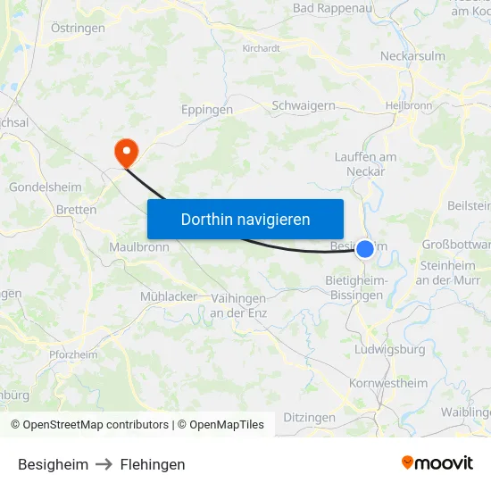 Besigheim to Flehingen map