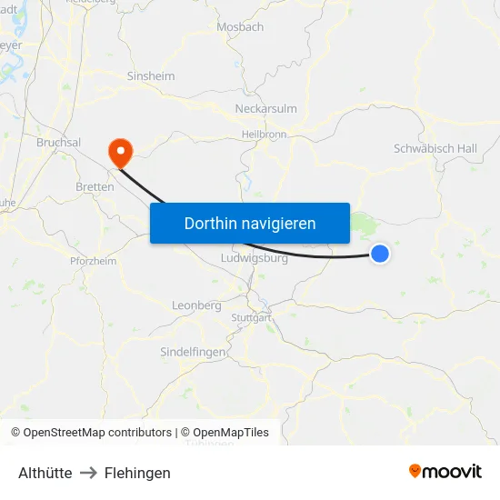 Althütte to Flehingen map
