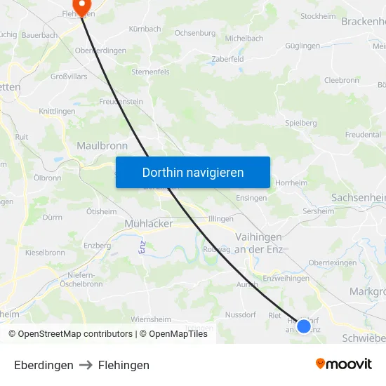 Eberdingen to Flehingen map