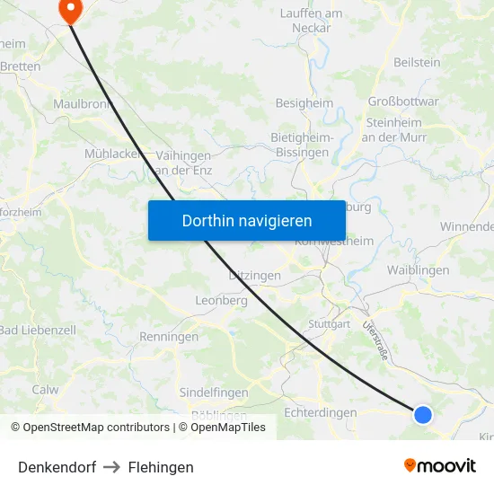 Denkendorf to Flehingen map