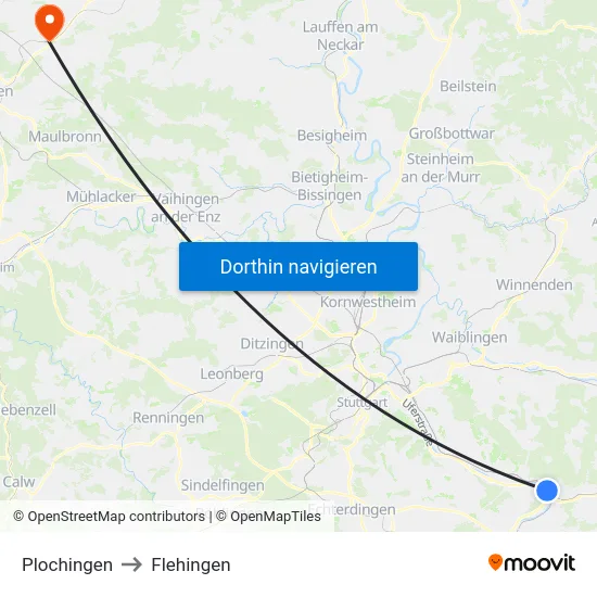 Plochingen to Flehingen map