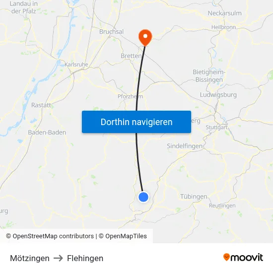 Mötzingen to Flehingen map