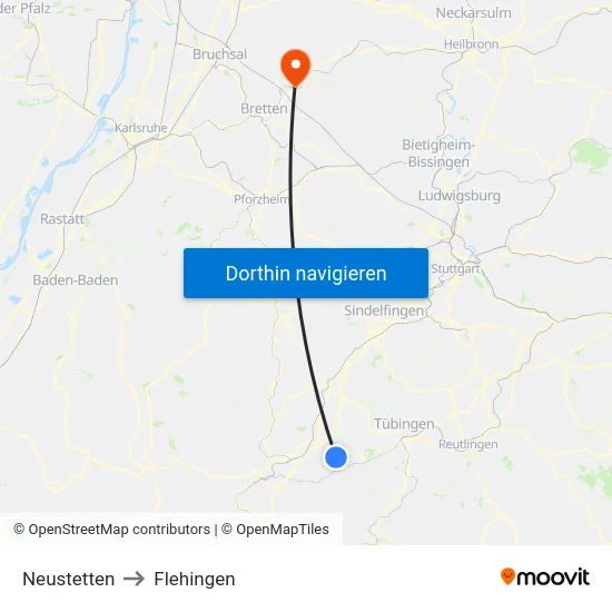 Neustetten to Flehingen map