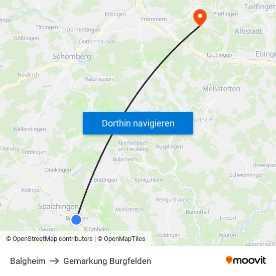 Balgheim to Gemarkung Burgfelden map