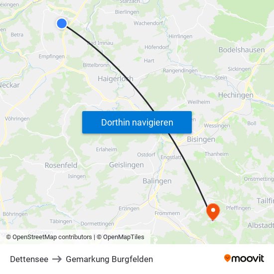 Dettensee to Gemarkung Burgfelden map