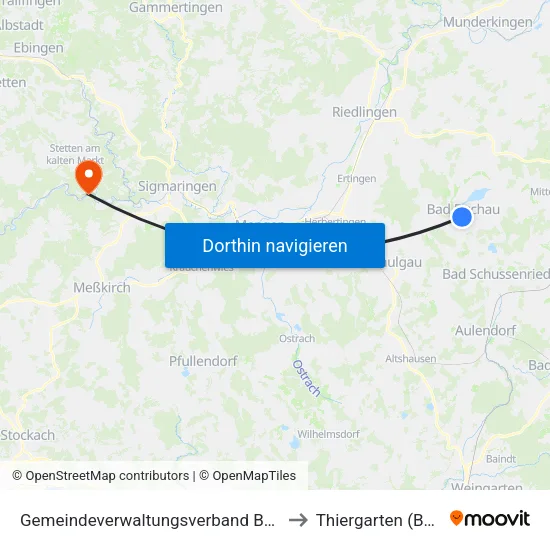Gemeindeverwaltungsverband Bad Buchau to Thiergarten (Beuron) map