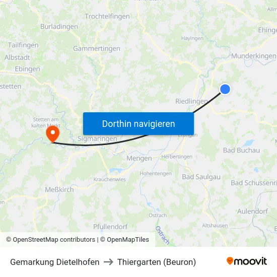 Gemarkung Dietelhofen to Thiergarten (Beuron) map