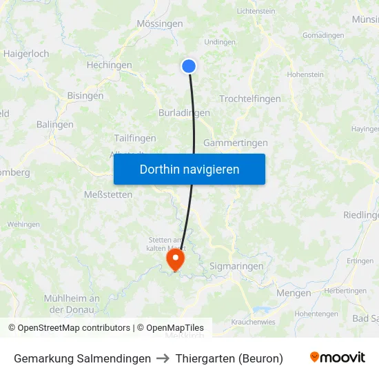 Gemarkung Salmendingen to Thiergarten (Beuron) map