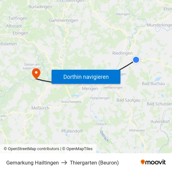 Gemarkung Hailtingen to Thiergarten (Beuron) map