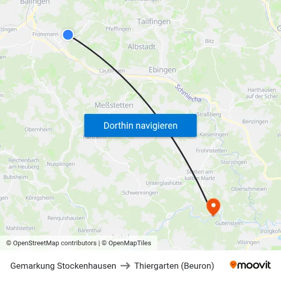 Gemarkung Stockenhausen to Thiergarten (Beuron) map