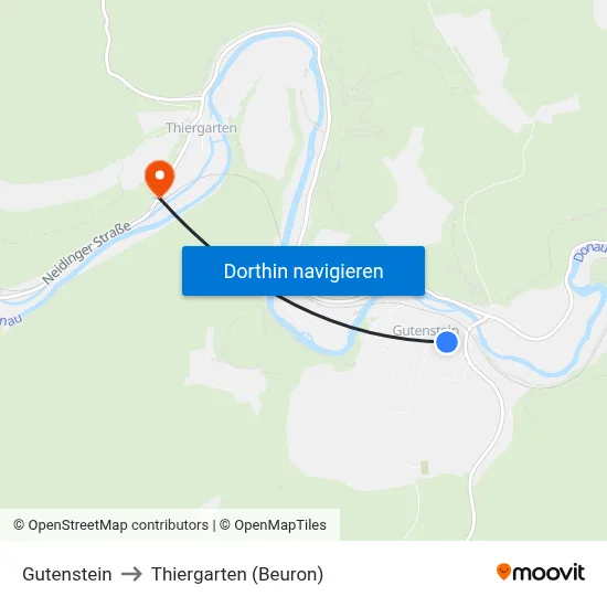 Gutenstein to Thiergarten (Beuron) map