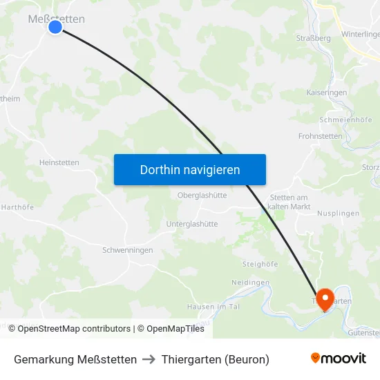 Gemarkung Meßstetten to Thiergarten (Beuron) map