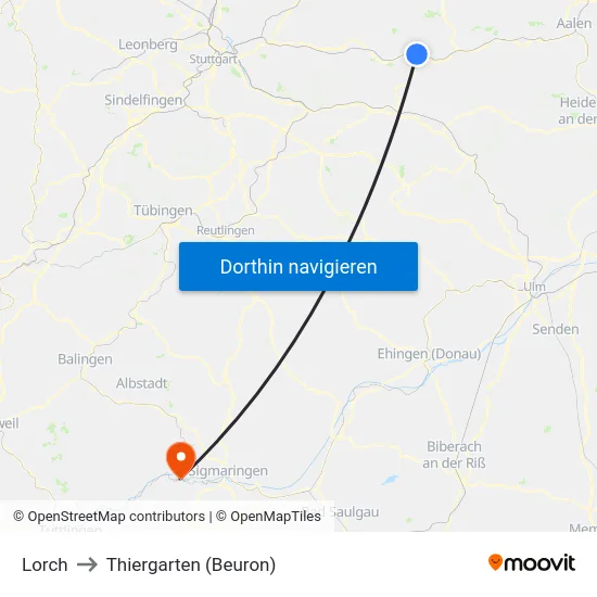 Lorch to Thiergarten (Beuron) map