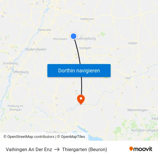 Vaihingen An Der Enz to Thiergarten (Beuron) map